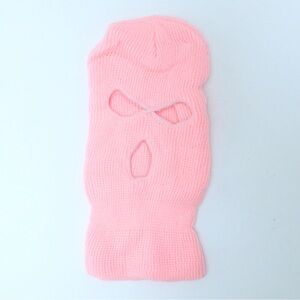 Pink balaclava knit hat streetwear indie beanie warm winter cute fun skiing snow